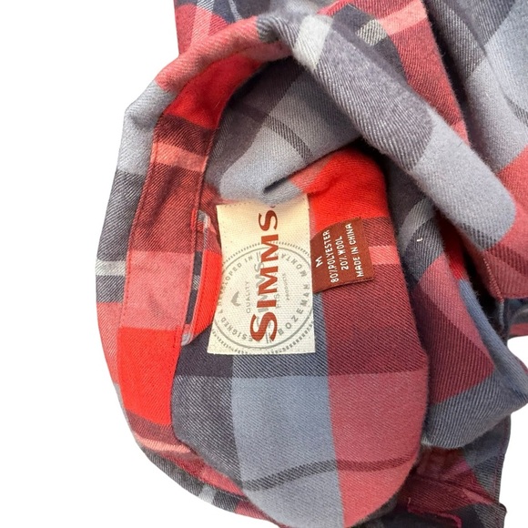 Simms Women's Red and Blue Gray Plaid Button Down Shirt - Picture 5 of 6
